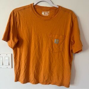 Carhartt Orange Short Sleeve Shirt Women’s ( XS 0-2 ) Loose Fit Work Wear Casual